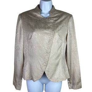 Adrianna Papell NEW 100% Silk Asymmetrical Beaded Shacket Champagne Beige Size 6